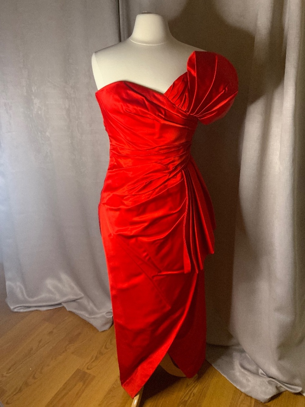 Victor Costa-Saks Fifth Avenue Red Satin Dress